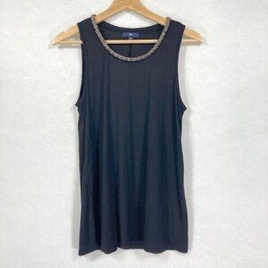 Gap Tank Top Beaded Neckline Stretch Preppy Minimalist Scoop Neck S